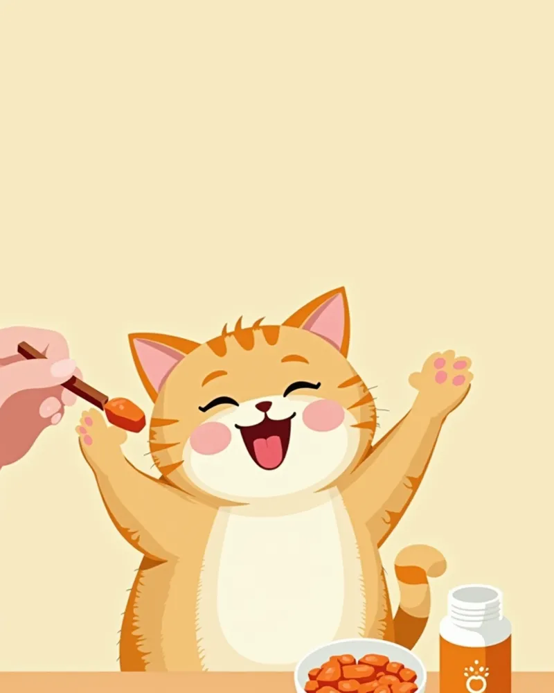고양이가 젤리형 보조제를 즐기며 먹는 모습
