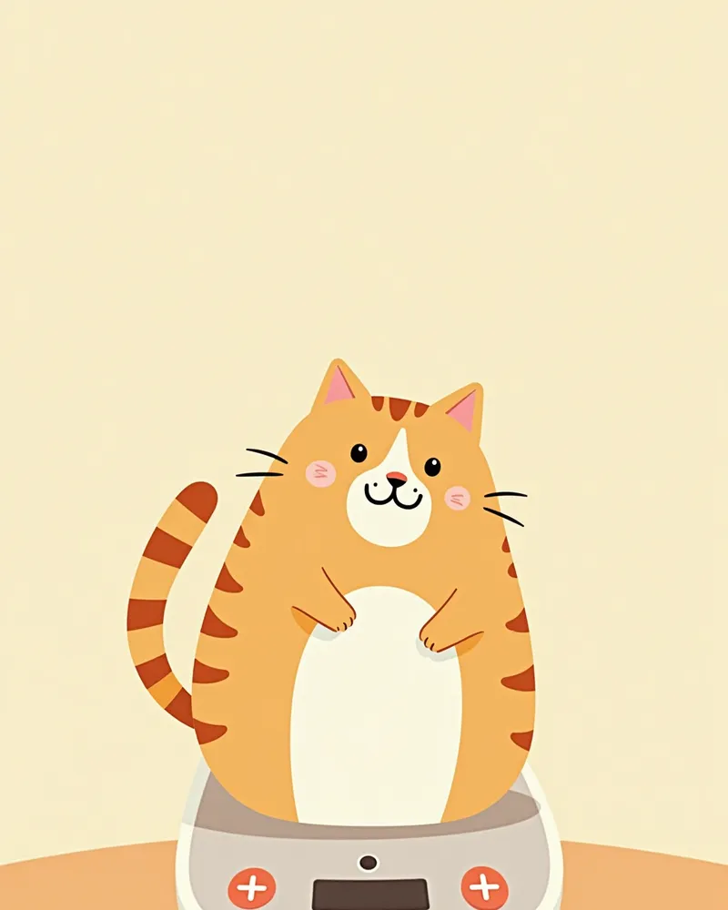 고양이 체중 측정 및 건강 관리 장면