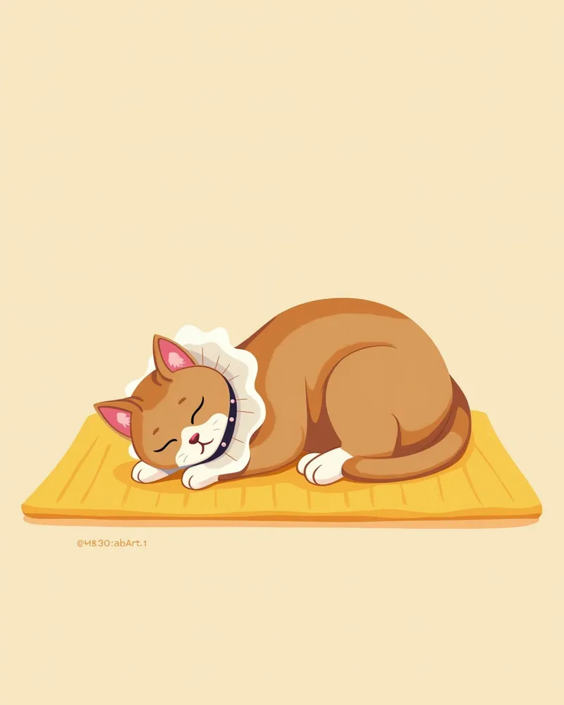 수술 후 이집트 목걸이 착용 고양이