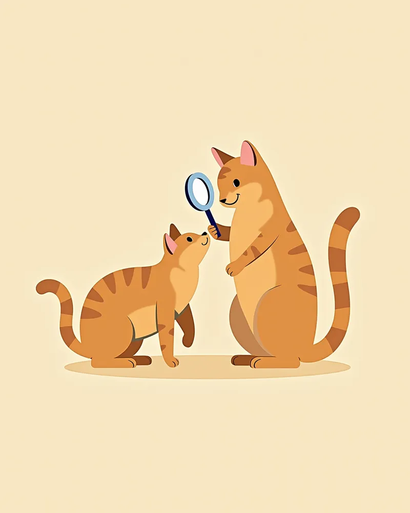 수의사가 고양이 귀 병변을 점검하는 모습