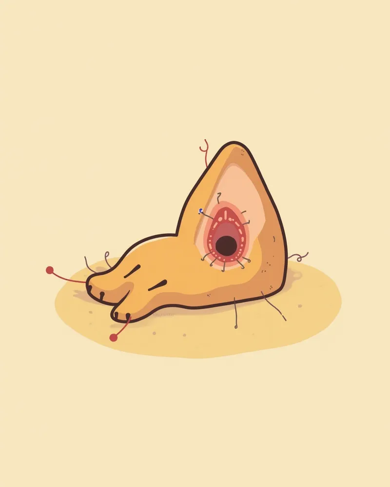 고양이 귀 편평세포암 수술 중 모습