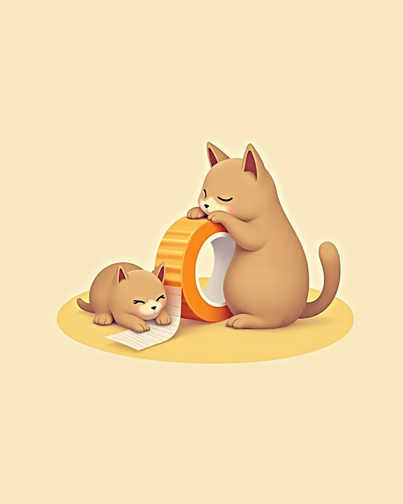 고양이가 부드러운 턱 고정 테이프를 착용한 모습