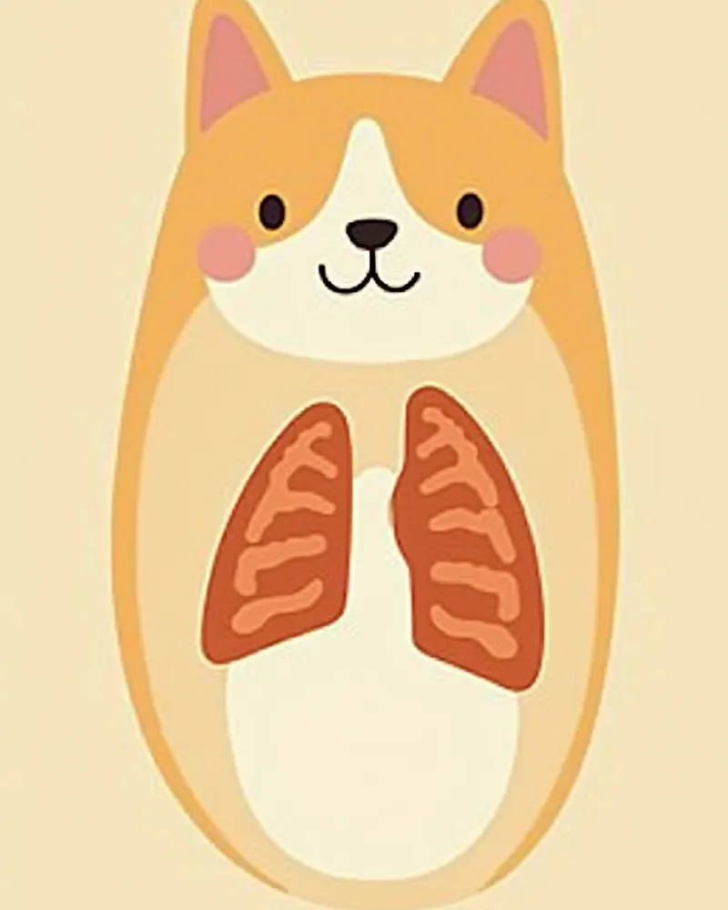 고양이 흉부 X선에 라벨링 도구로 폐엽과 심장 경계를 표시하는 화면