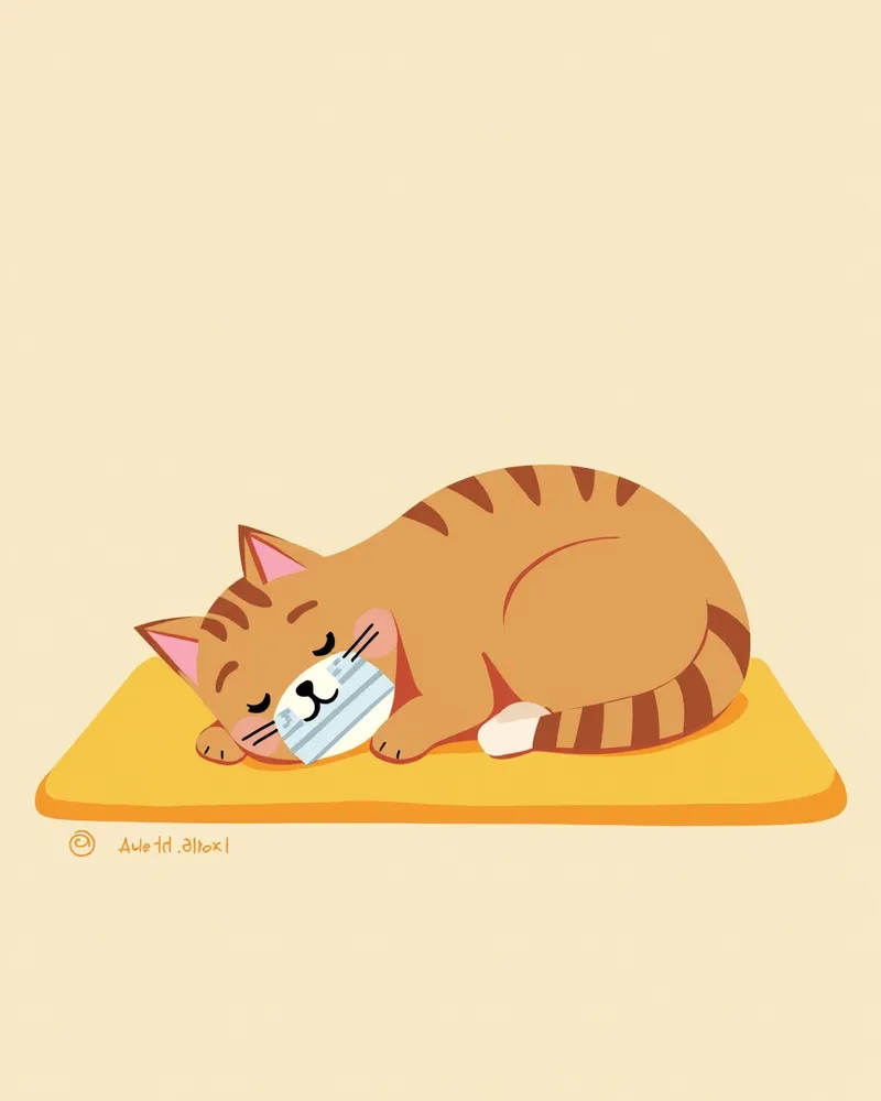 발치 후 회복 중인 고양이