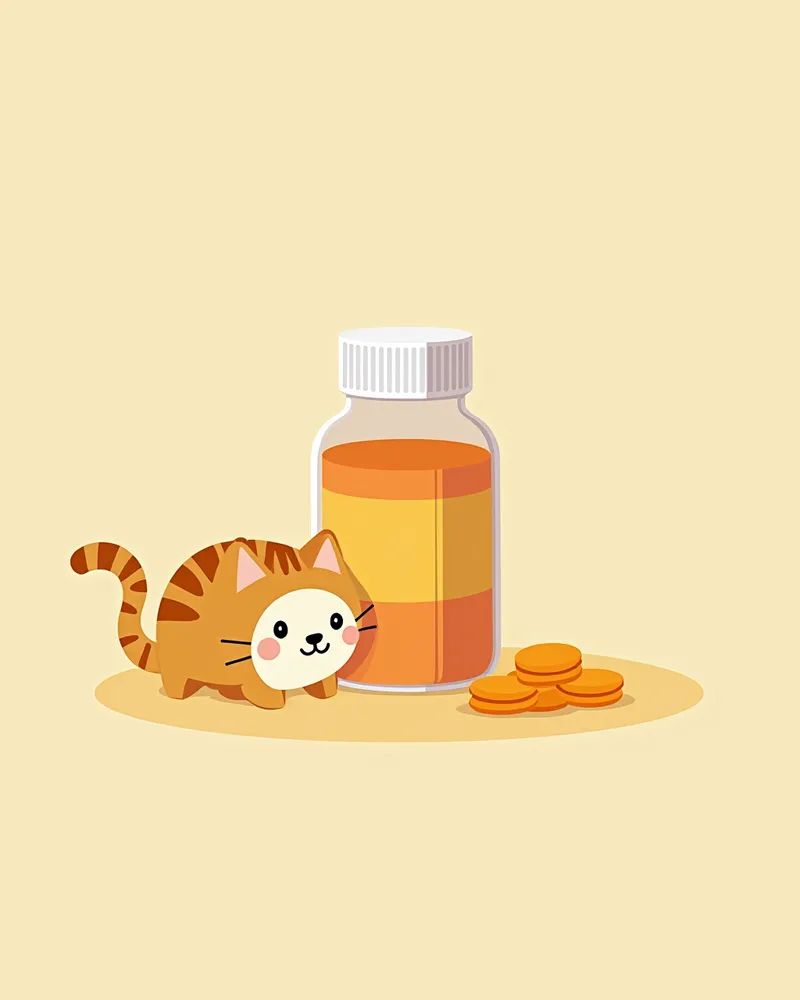 고양이 영양제 캡슐과 고양이의 모습