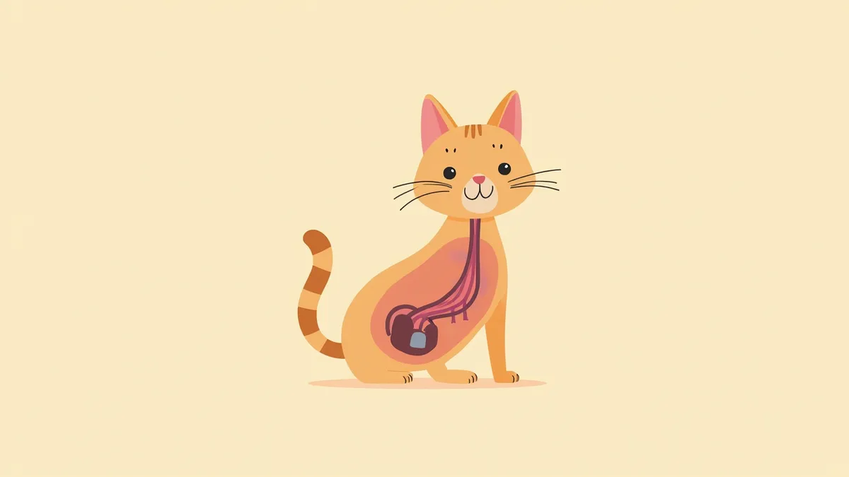고양이 요관 결석 위치를 보여주는 해부학적 그림