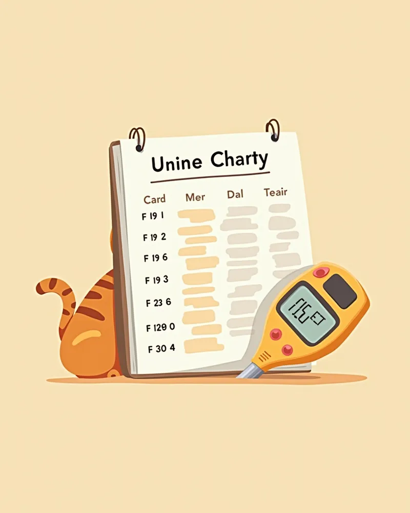 고양이 요비중 기록장과 측정 도구 함께