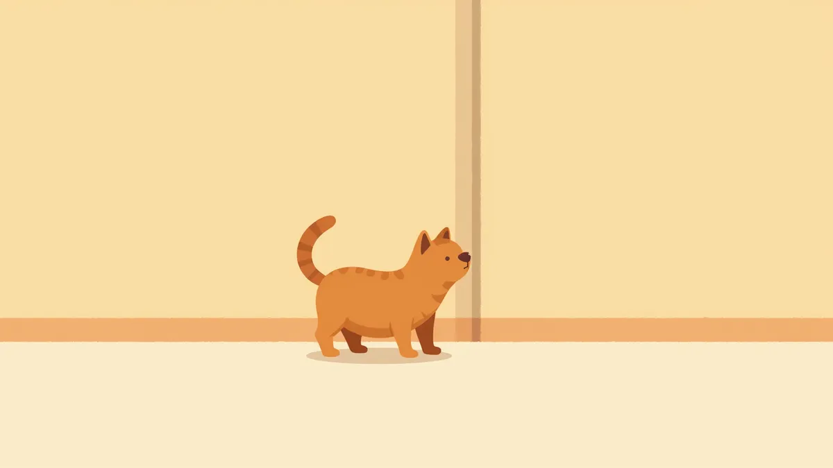 수직면을 냄새 맡는 고양이