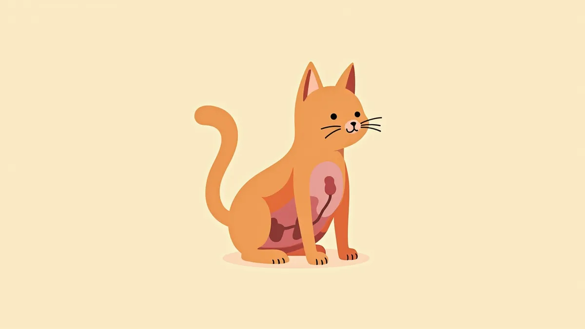 고양이 방광 내부에 생긴 폴립 성장의 해부학적 일러스트