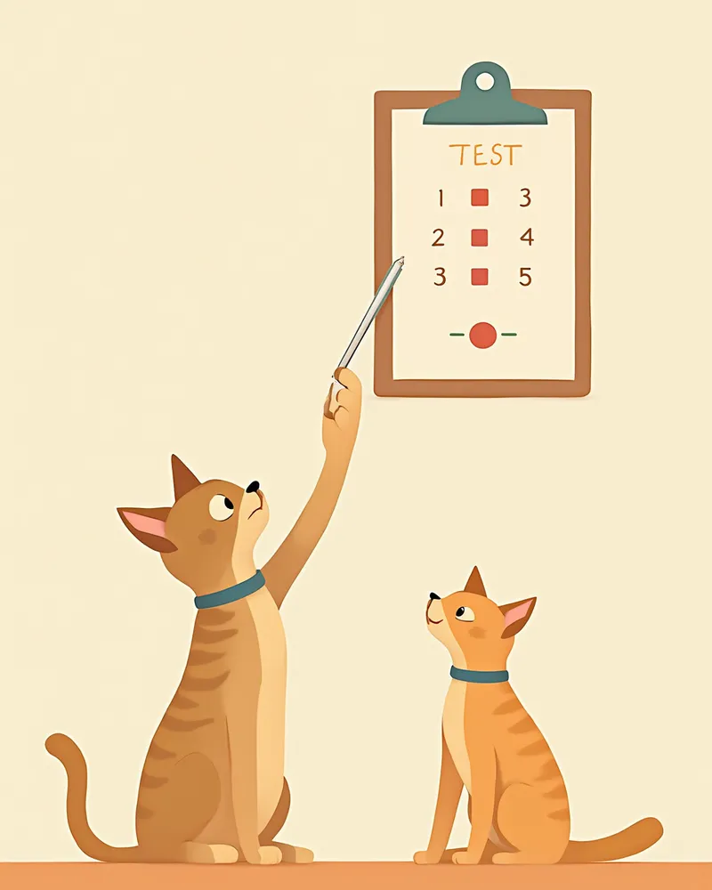 수의사가 혈액검사 결과 항목을 설명하는 모습