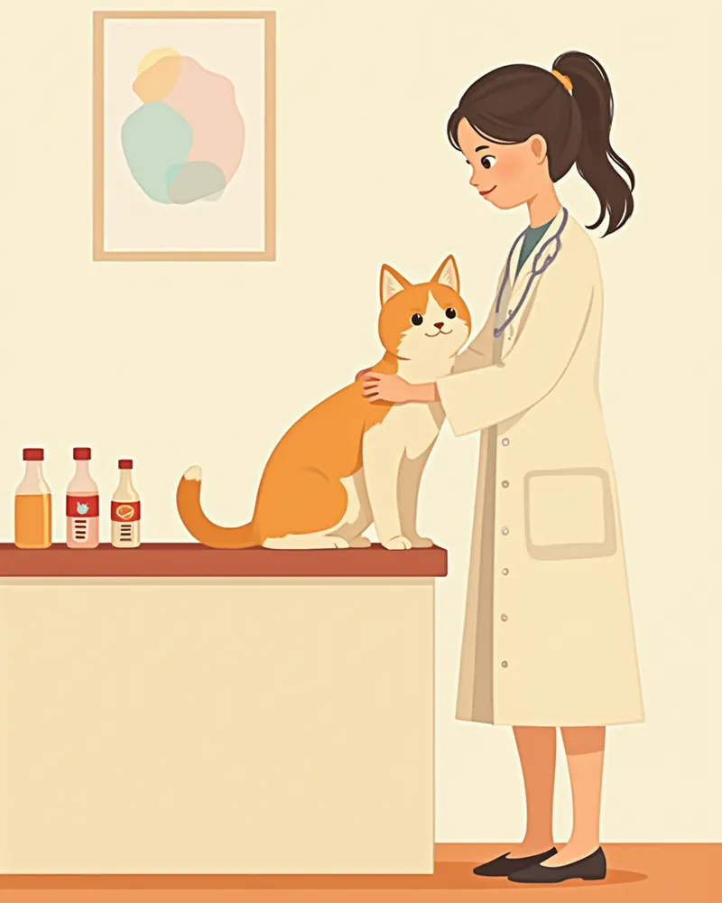 동물병원에서 추가 검사를 받는 고양이