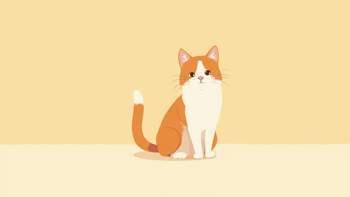 꼬리·귀·눈이 모두 보이는 자세의 고양이