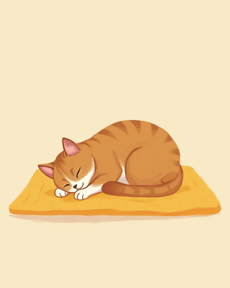 웅크린 자세로 쉬고 있는 고양이