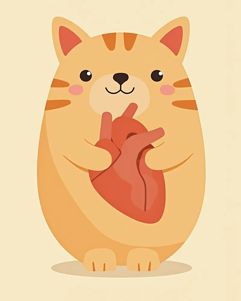 고양이 심장의 방실절차 부위에 섬유화가 생긴 모습