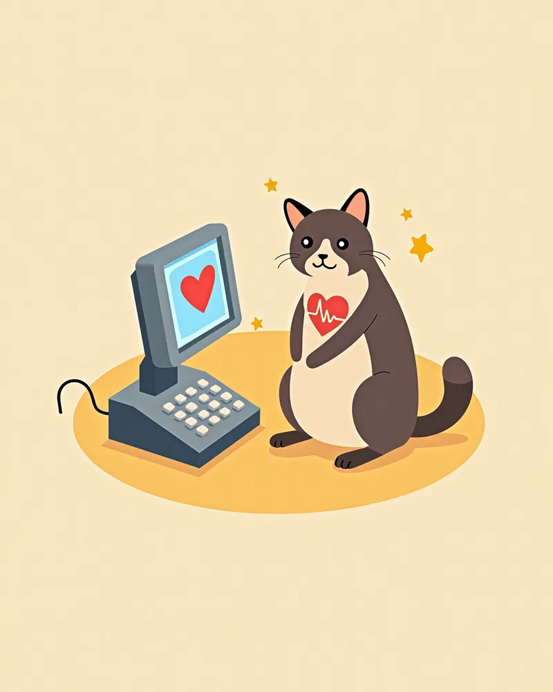 고양이 심장 초음파 진단 장면