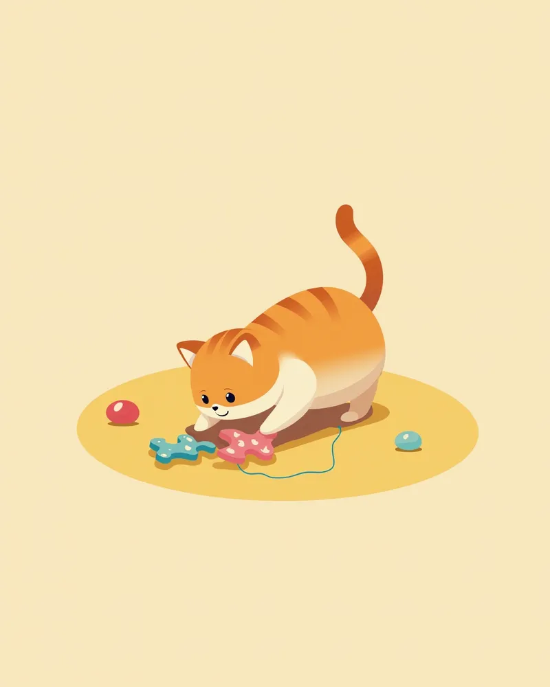 퍼즐 장난감으로 놀고 있는 고양이