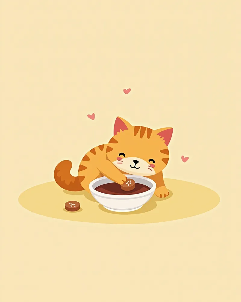 간식을 먹는 고양이
