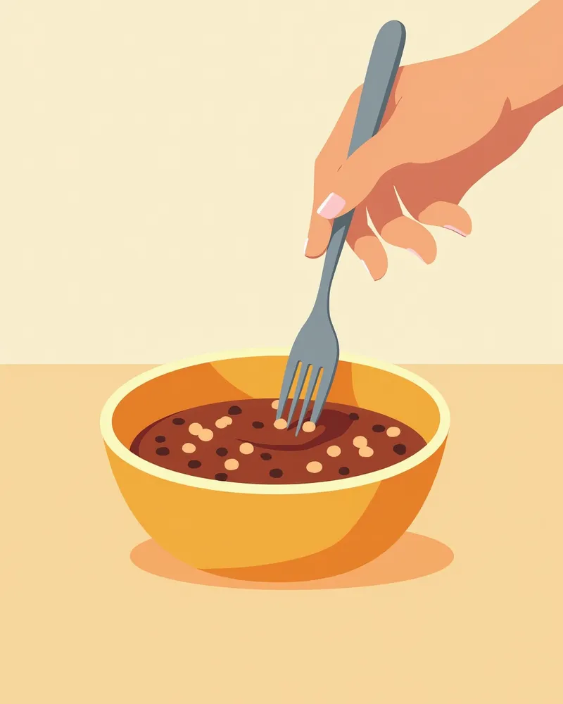 콩을 으깨는 손