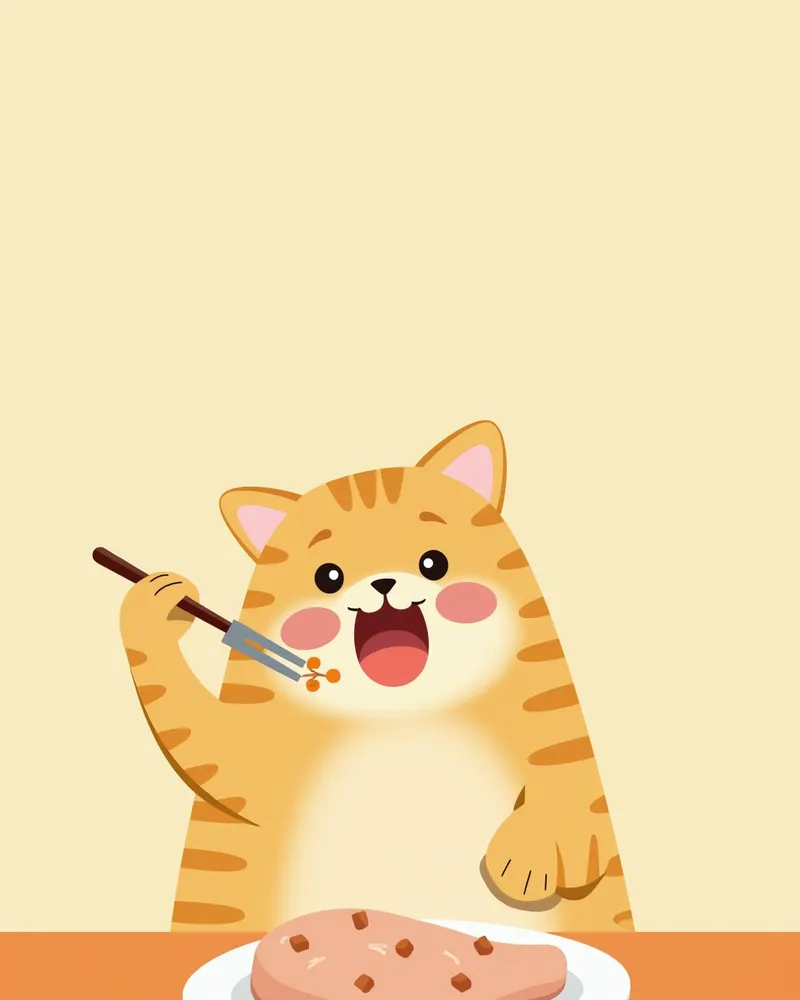 고양이가 닭가슴살 먹는 모습