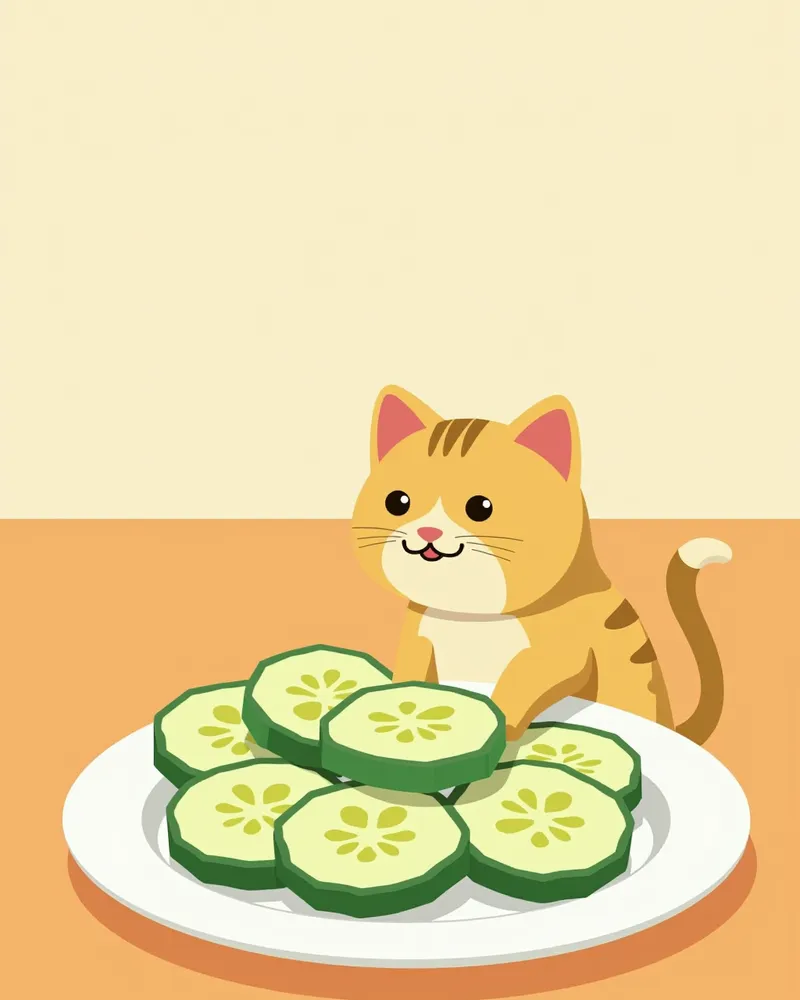 오이 슬라이스와 고양이