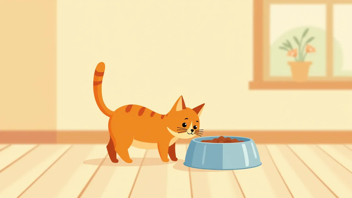 강아지 사료 그릇에 코를 가져다 대는 고양이