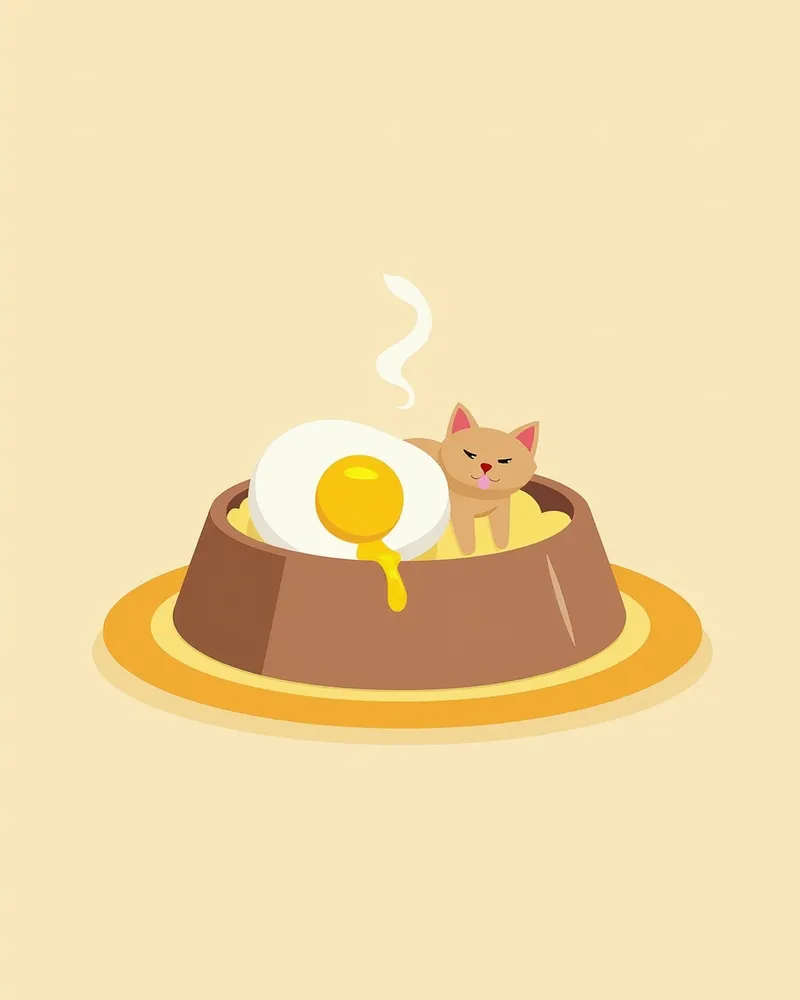 고양이 사료 옆에 소량의 계란