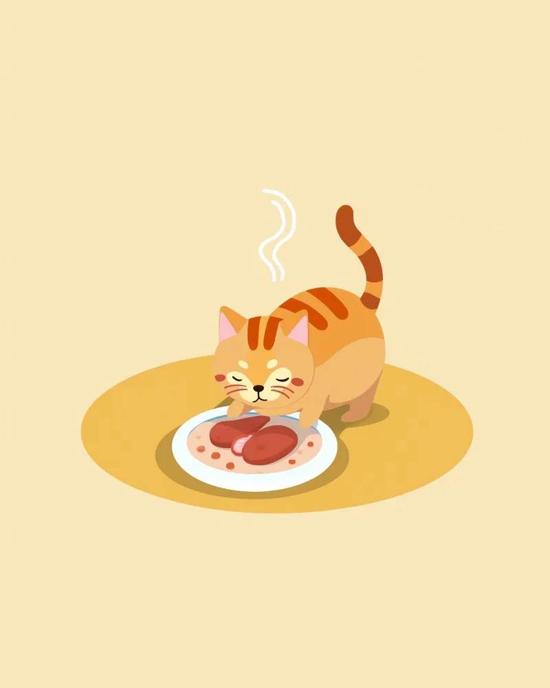 닭고기를 먹는 고양이