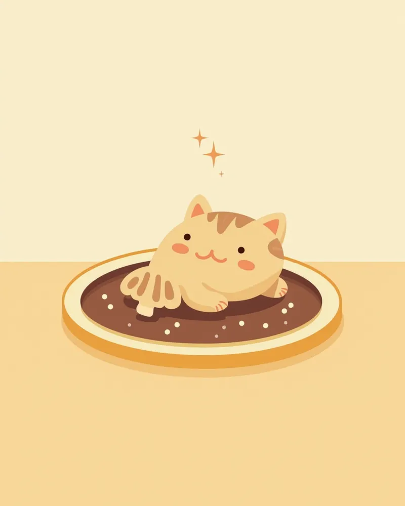 조리된 버섯과 고양이 사료 그릇