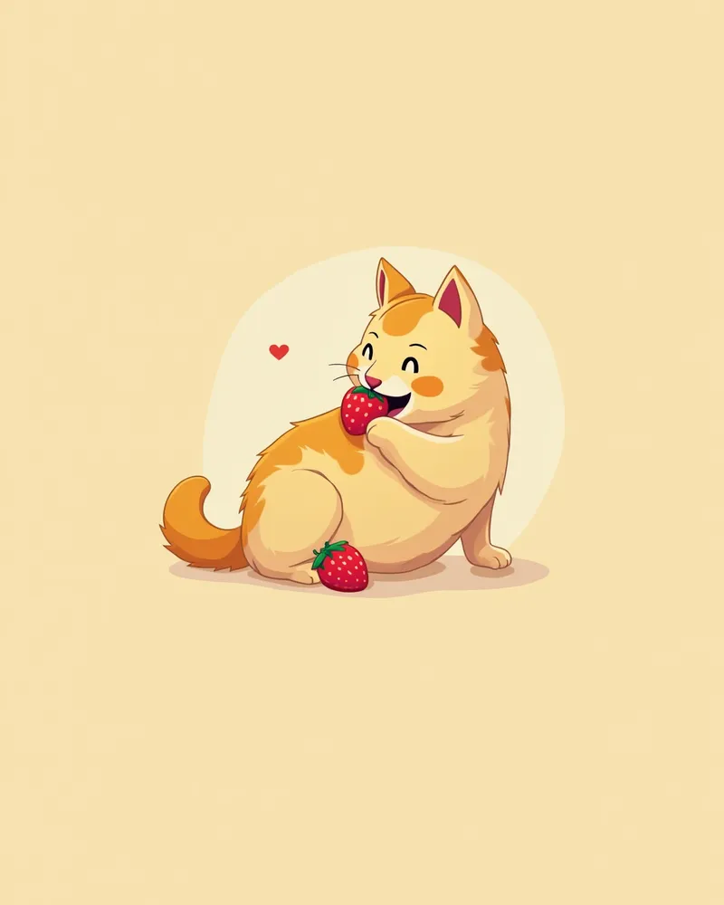 딸기를 먹는 고양이
