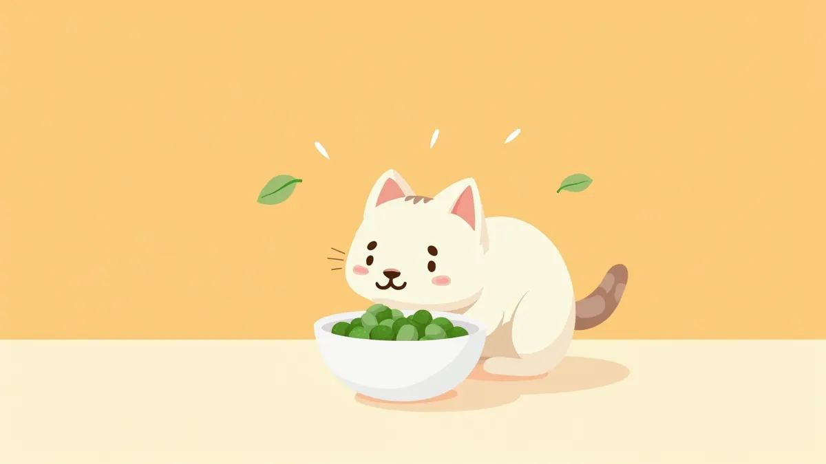 고양이가 완두콩을 먹는 모습