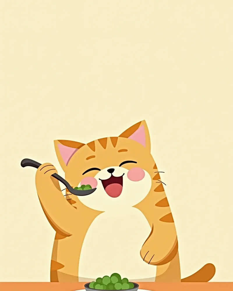 고양이가 완두콩을 먹는 모습