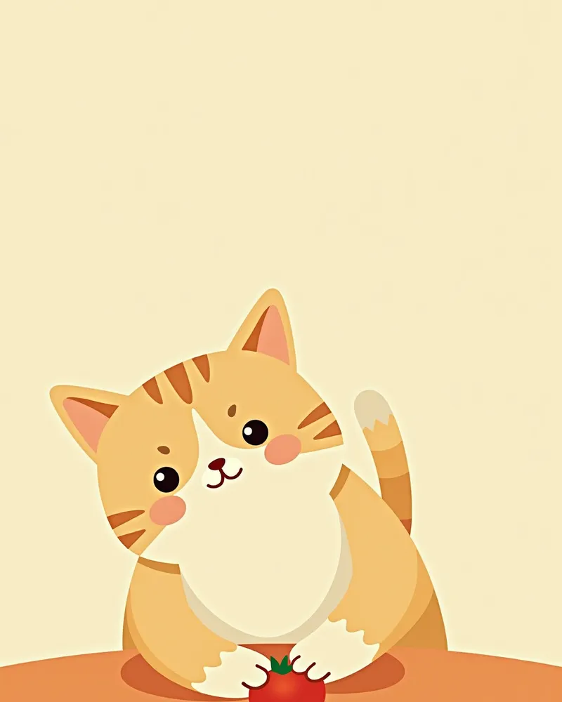 토마토와 놀고 있는 고양이