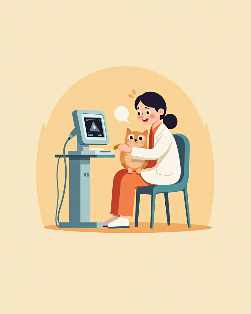 심장 초음파 검사를 받는 고양이