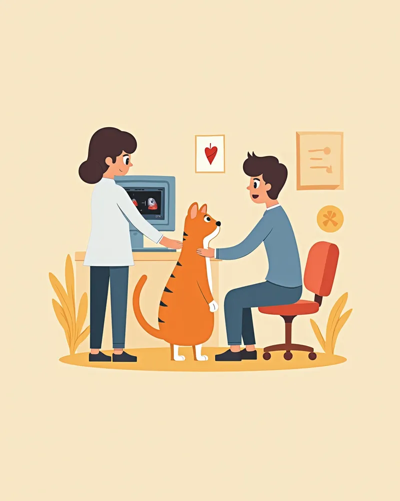 고양이 심장 초음파 검사 중인 모습