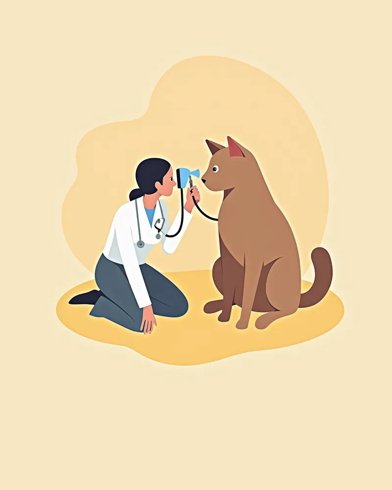 수의사가 고양이 눈을 검사하는 모습