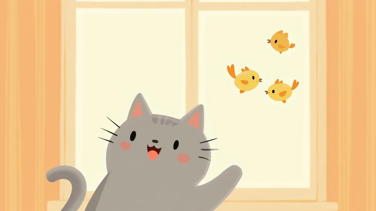 새를 보며 입을 떠는 고양이 클로즈업