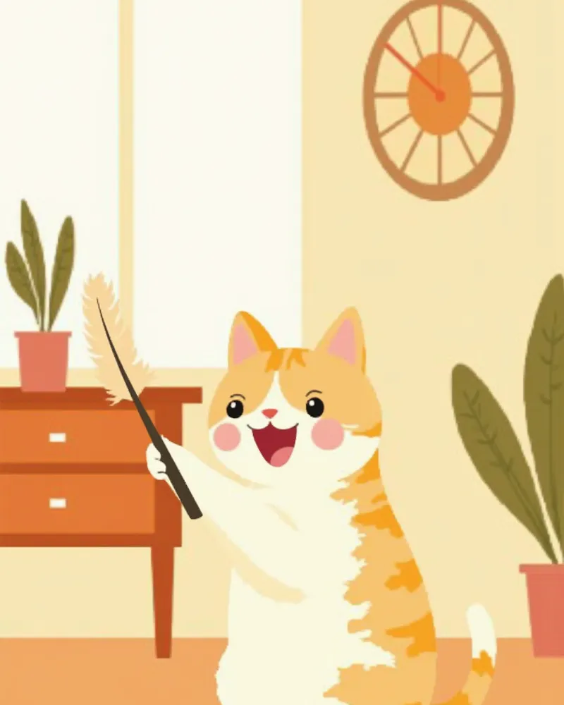 낚싯대 장난감으로 놀이 중인 실내 고양이