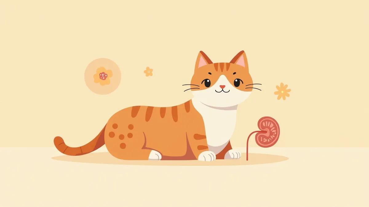 고양이 신장의 건강한 상태와 손상된 상태를 비교한 해부도