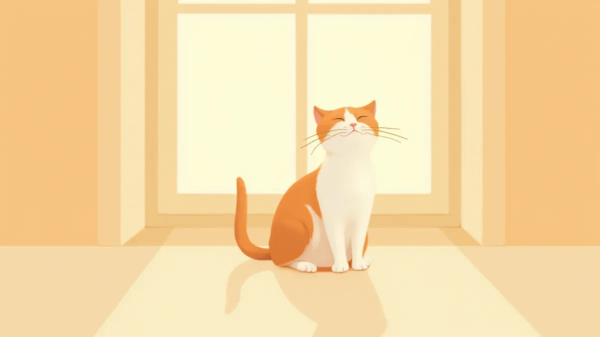 창가에서 햇볕을 받고 있는 노령 고양이