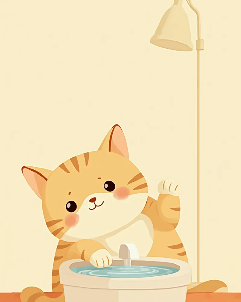 음수대에서 물을 마시는 고양이 — 가정 내 신장병 관리