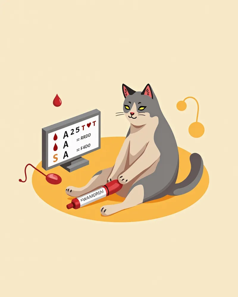 고양이 빈혈 진단을 위한 혈액 검사 과정 설명 이미지
