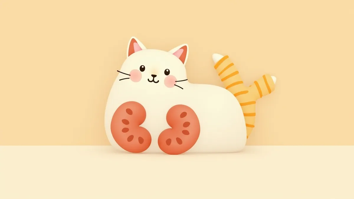 손상된 고양이 신장의 의학적 일러스트