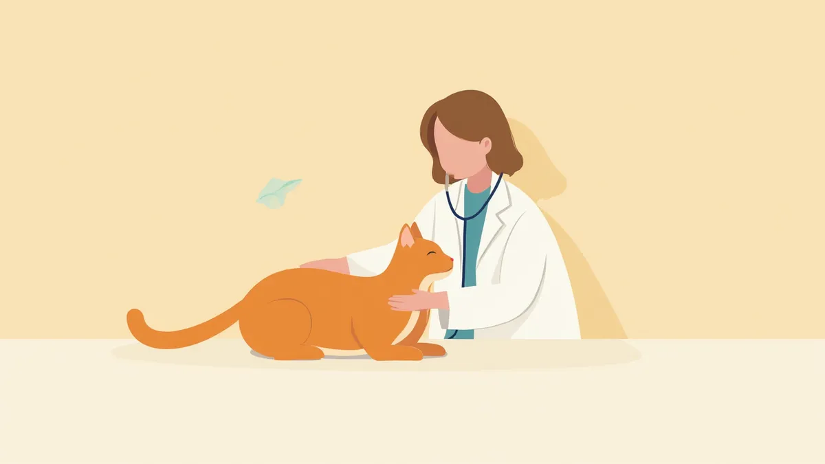 수의사가 노령 고양이를 진료하는 모습