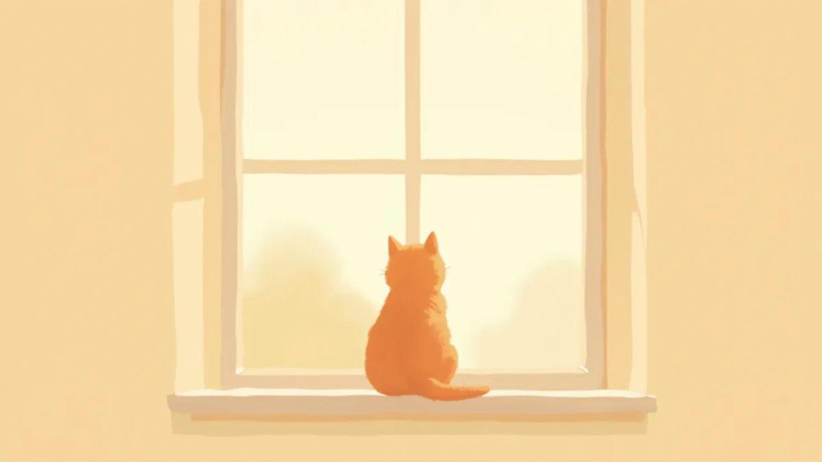 창가에 앉아 멍하니 바깥을 보는 노령 고양이