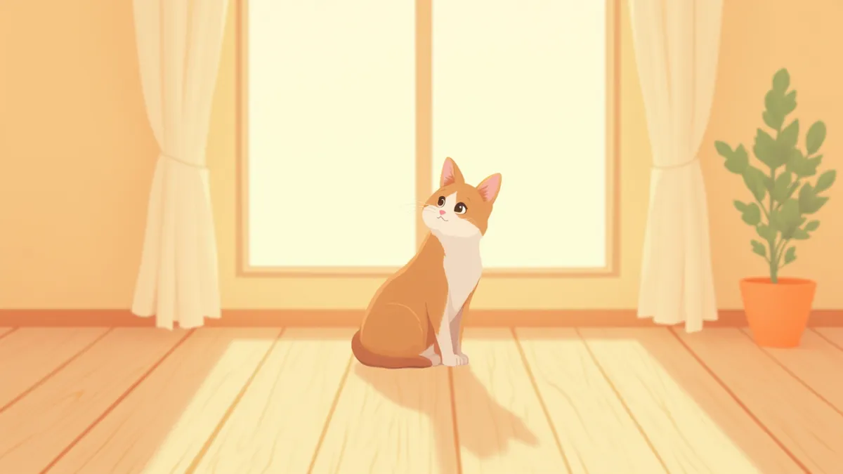 창가에 앉아 있는 노령 고양이