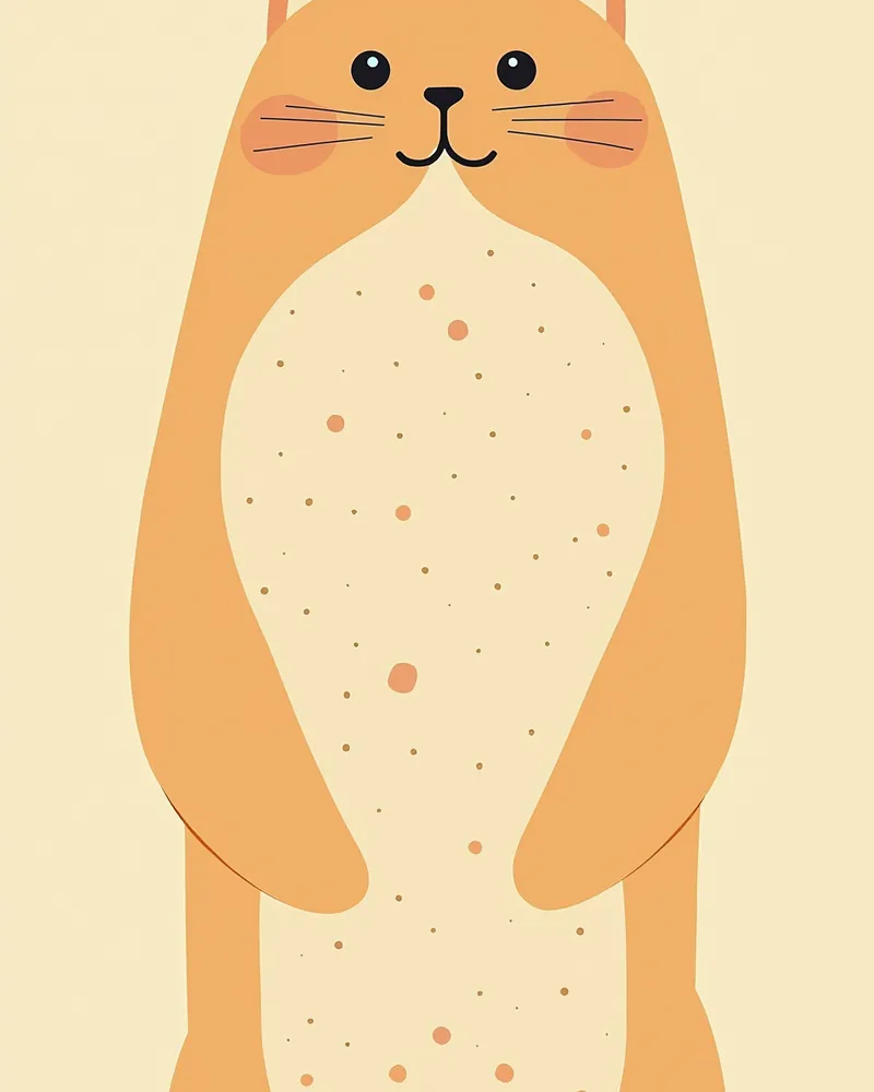 강박 핥기로 인해 복부 털이 대칭으로 빠진 고양이