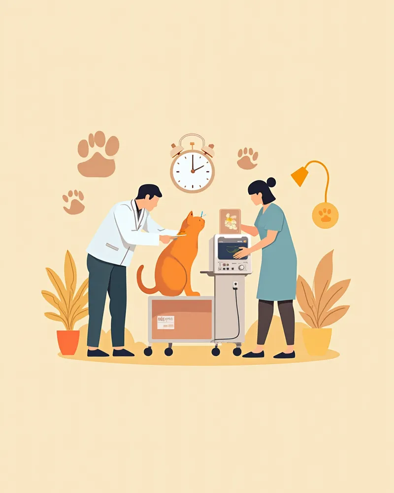 고양이 심장 초음파 검사 장면