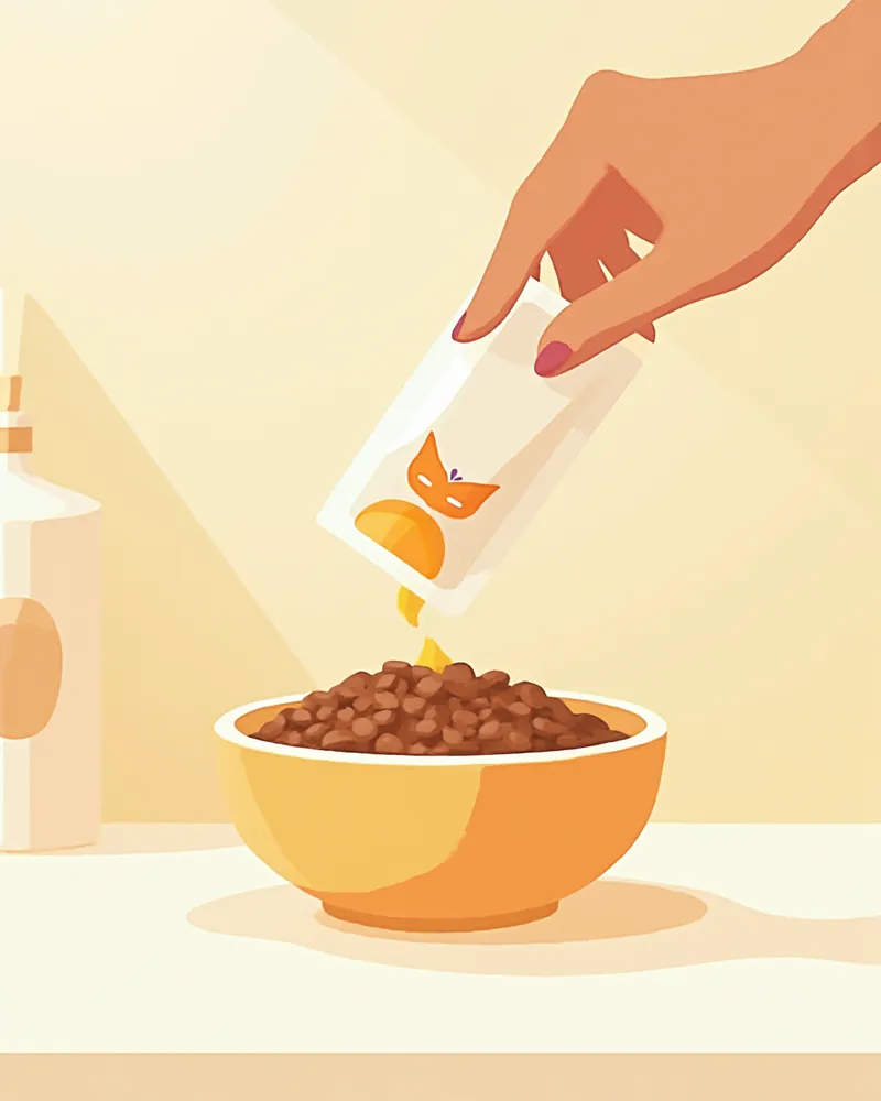 사료 위에 뿌려지는 유산균 분말