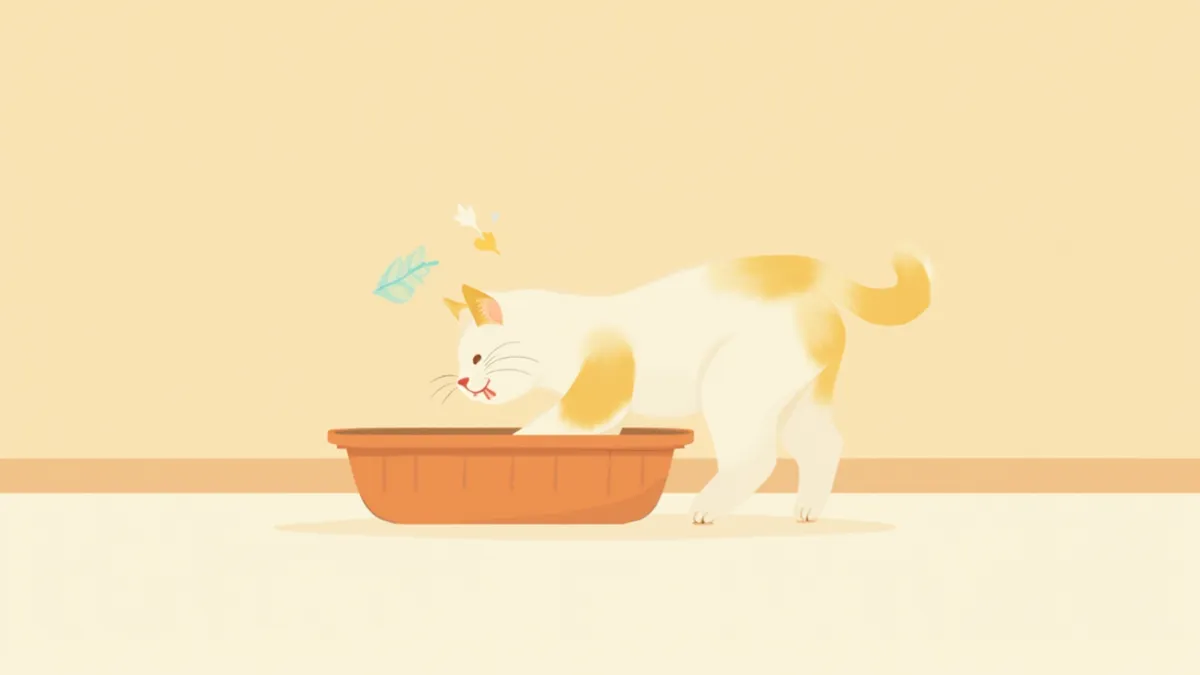 화장실을 사용하고 있는 고양이