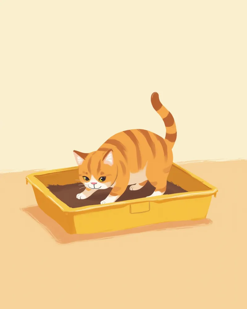 화장실에서 힘을 주고 있는 고양이